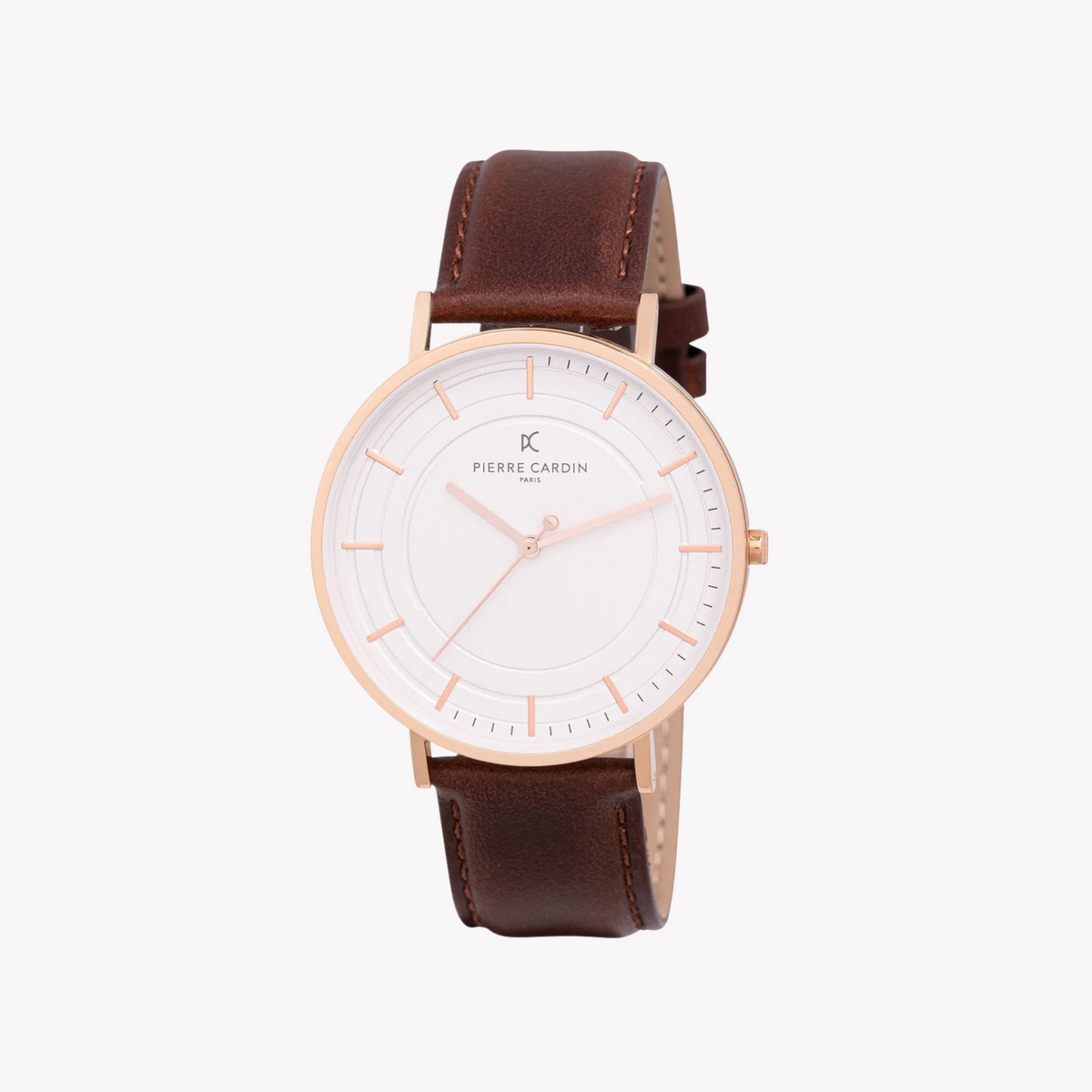 PIERRE CARDIN CBN.3034 ROSÉGOLD LUXUS HERRENUHR – STILVOLLES BRAUNES LEDER & WEIßES ZIFFERBLATT