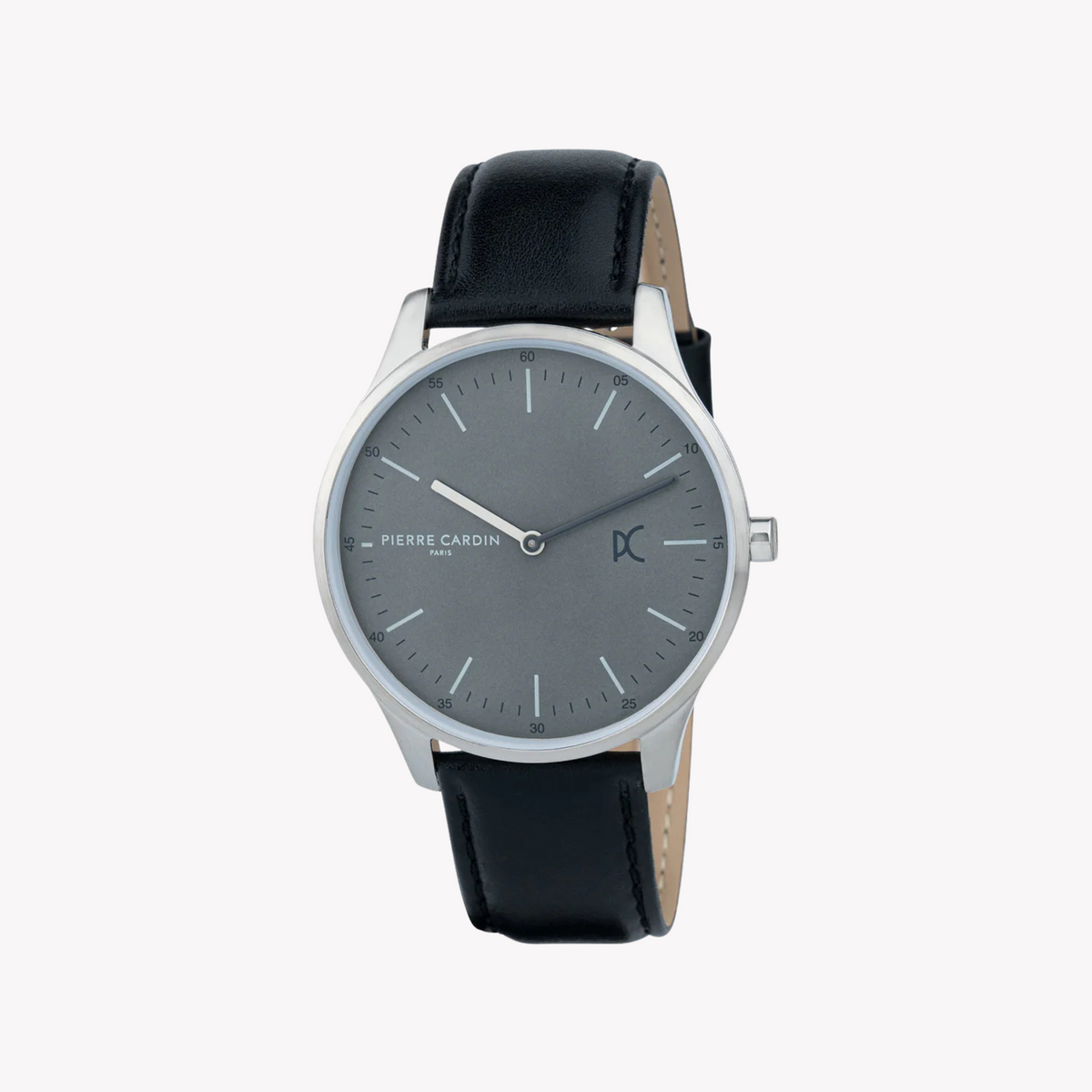 Pierre Cardin Men's Black Leather Watch, Gray Dial | Cba.4003