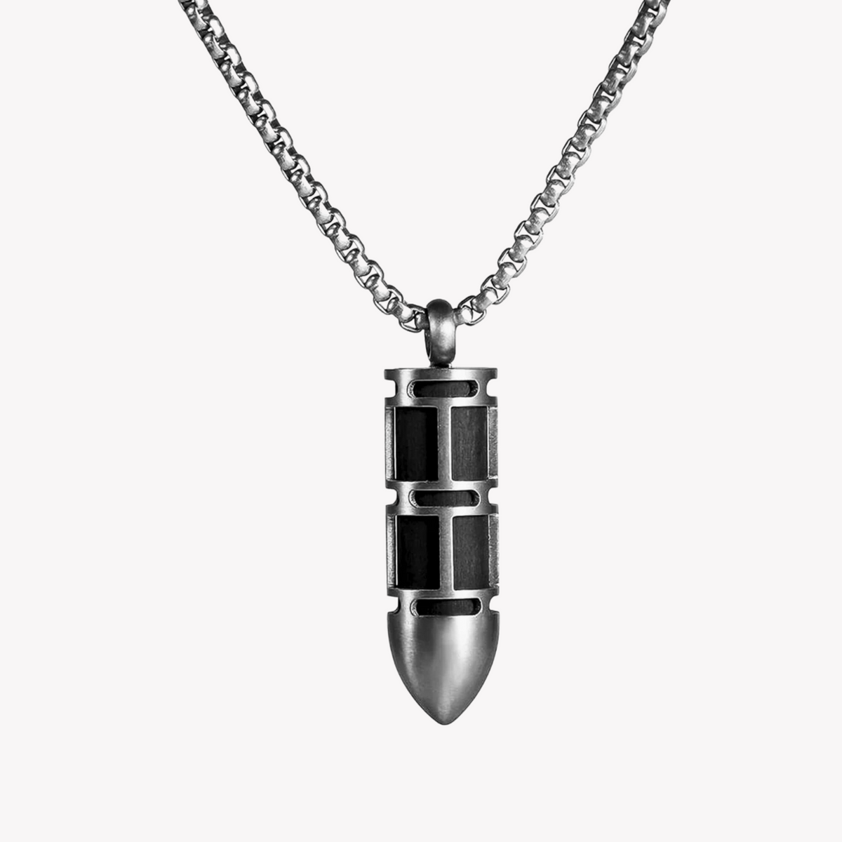 Zink Men's Silver Stainless Steel & Carbon Fiber Necklace | Zjpd021sm