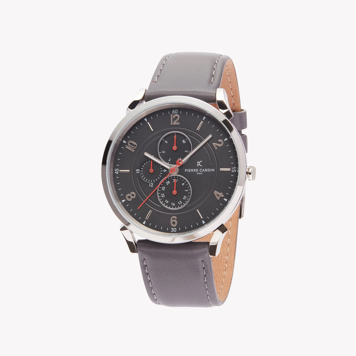 Pierre Cardin Men's Gray Leather Watch, Stainless Steel | Cpi.2025