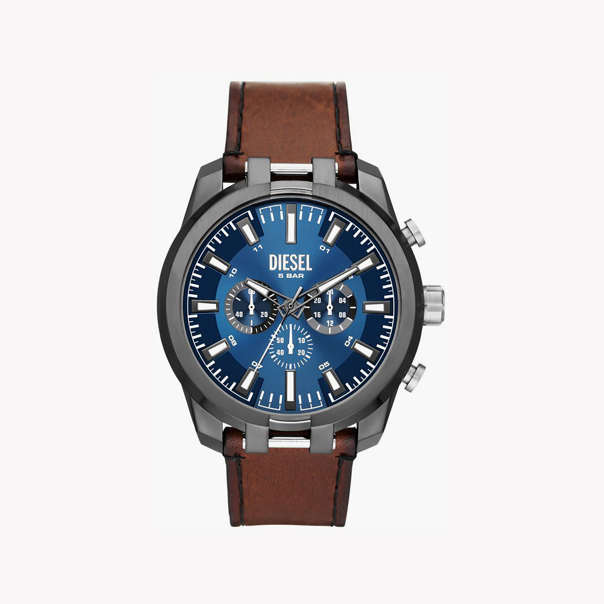 DIESEL DZ4643 BOLD ADVENTURE - MEN'S SPORTY CHRONOGRAPH WATCH WITH BLACK STAINLESS STEEL & BROWN LEATHER