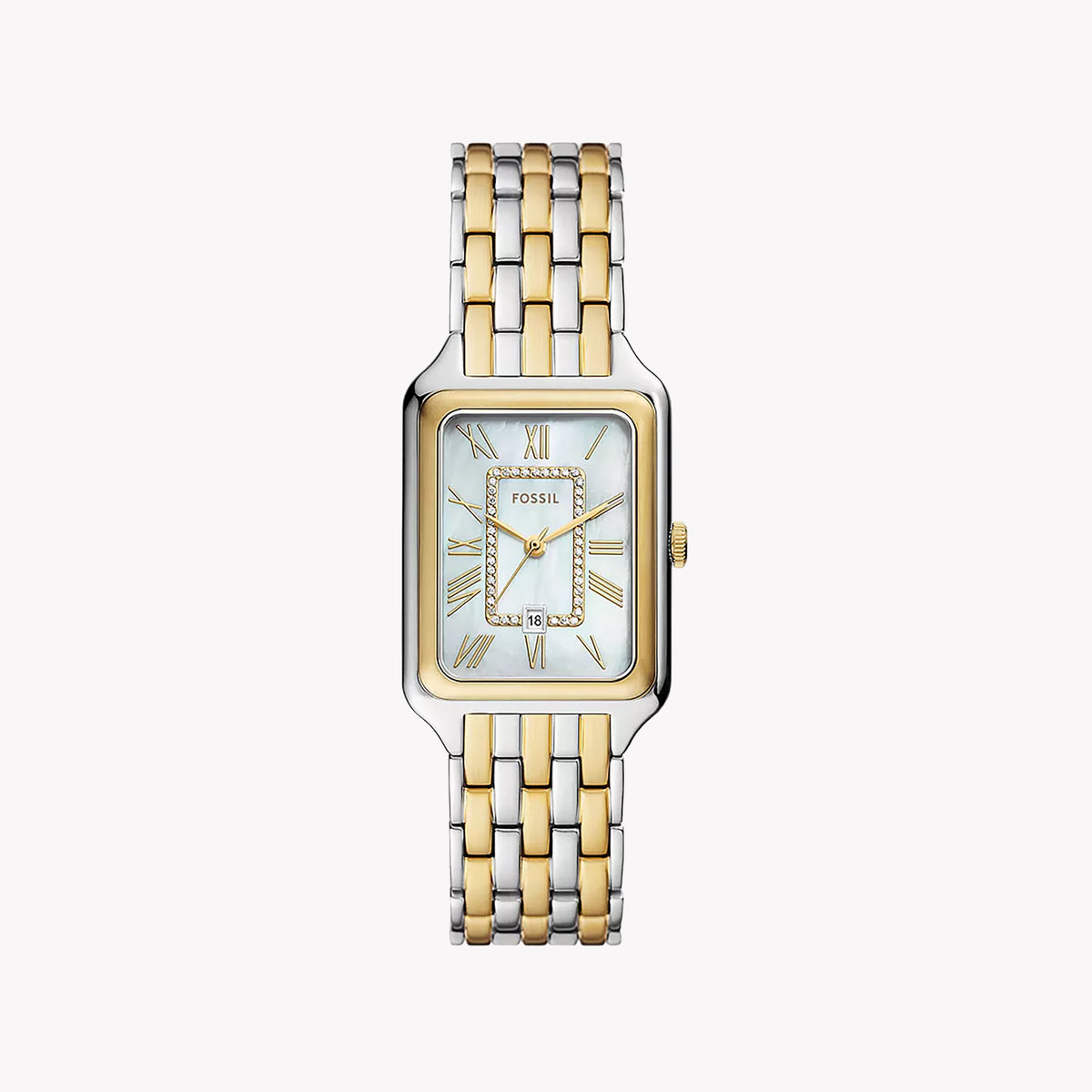 FOSSIL Women's Watch with Silver Stainless Steel Case and Silver / Gold Stainless Steel Band