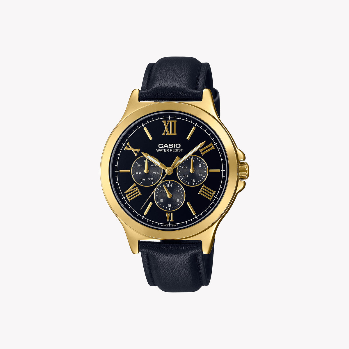 CASIO MTP-V300GL-1A BOLD CLASSIC - MEN'S GOLD & BLACK LEATHER TIMEPIECE