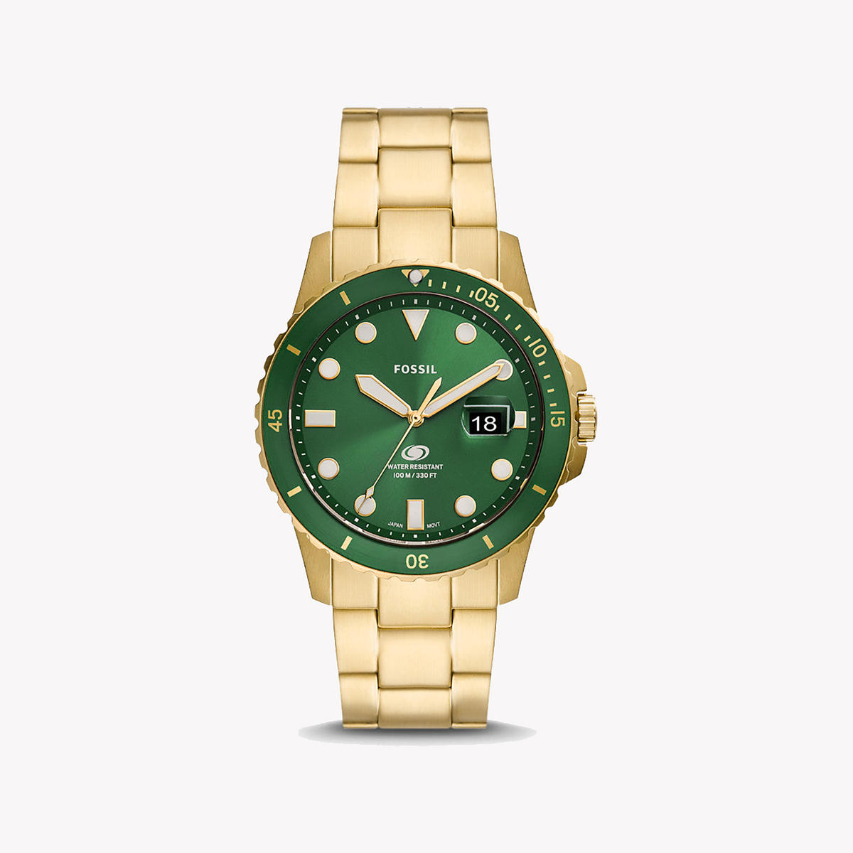 FOSSIL FS5950 ELEGANCE IN TIME - LUXURY MEN'S WATCH WITH GREEN DIAL & GOLD STAINLESS STEEL BAND
