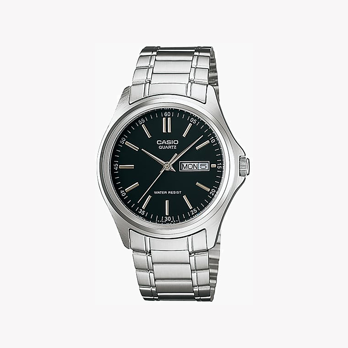 CASIO MTP-1239D-1A BOLD ELEGANCE - TIMELESS PERFORMANCE UNISEX WATCH with stainless steel band and striking black dial