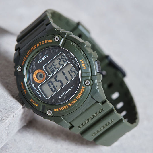 CASIO W-216H-3BVDF ADVENTURE READY - STYLISH GREEN RESIN MEN'S WATCH WITH DIGITAL DISPLAY-i-Watch-2