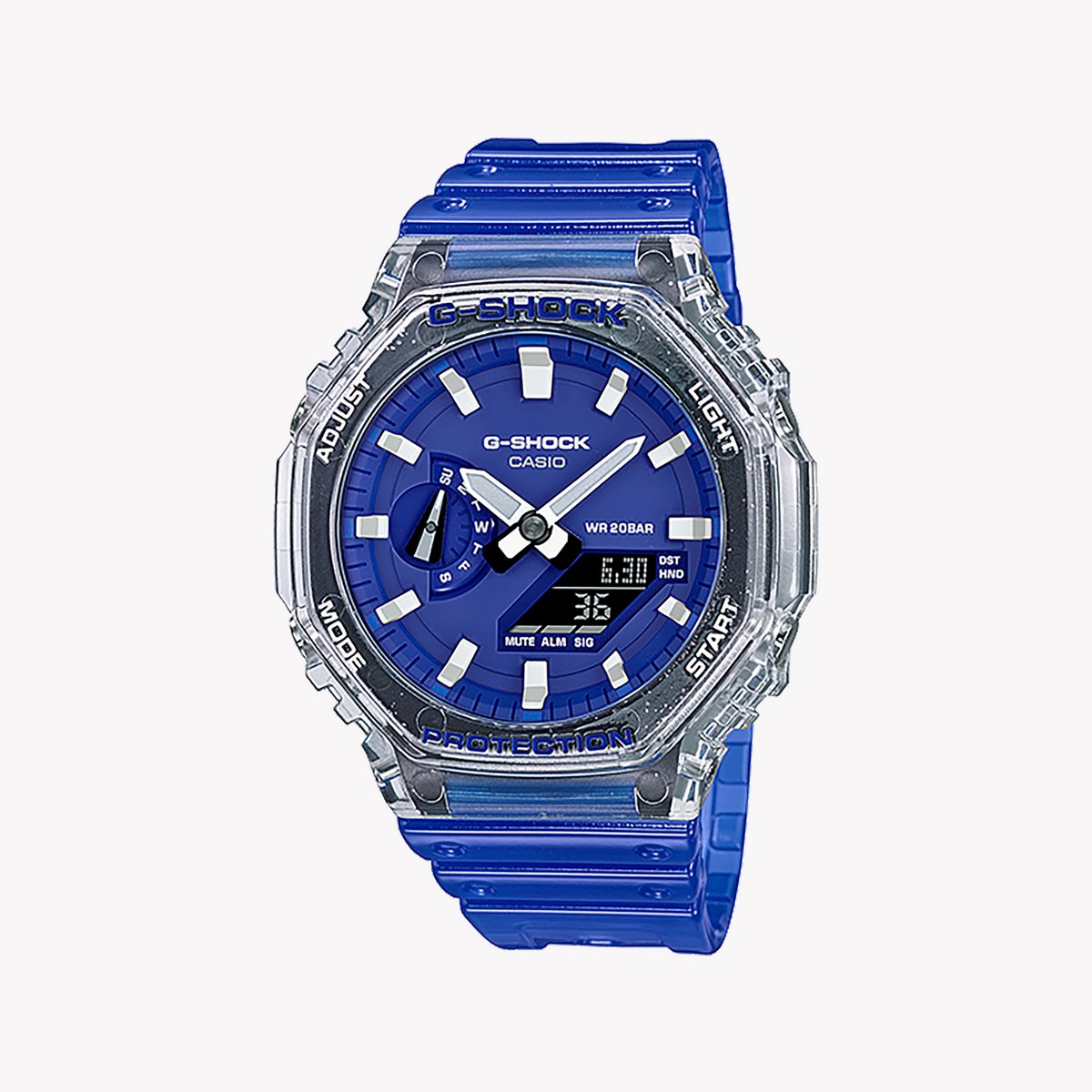 CASIO G-SHOCK GA-2100HC-2ADR OAK - BOLD BLUE ADVENTURE MEN'S WATCH with Durable Resin Band and Digital Dial