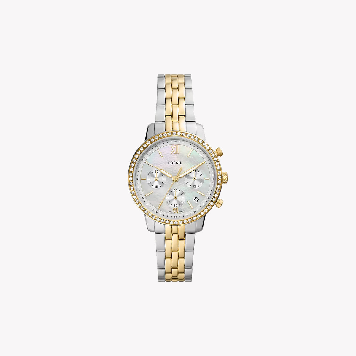 FOSSIL ES5216 LUXE ELEGANCE - STUNNING TWO TONE TIMEPIECE for Women with Mother-Of-Pearl Dial