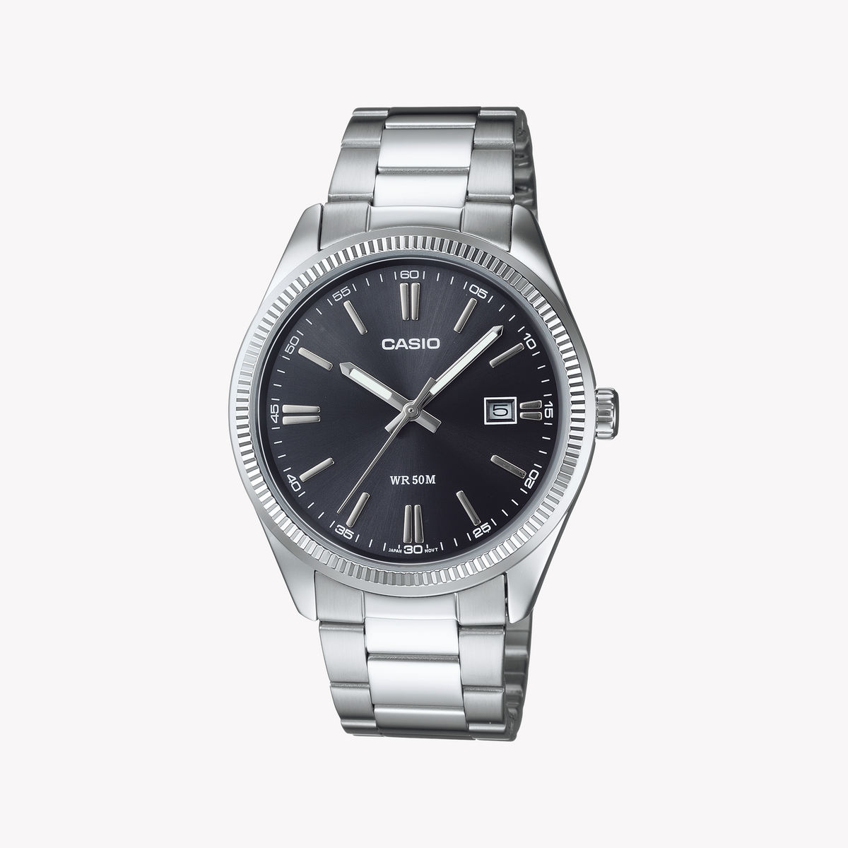 CASIO MTP-1302D-1A1VDF - ELEGANTLY VERSATILE MEN’S WATCH WITH SILVER METAL BAND & CLASSIC BLACK DIAL
