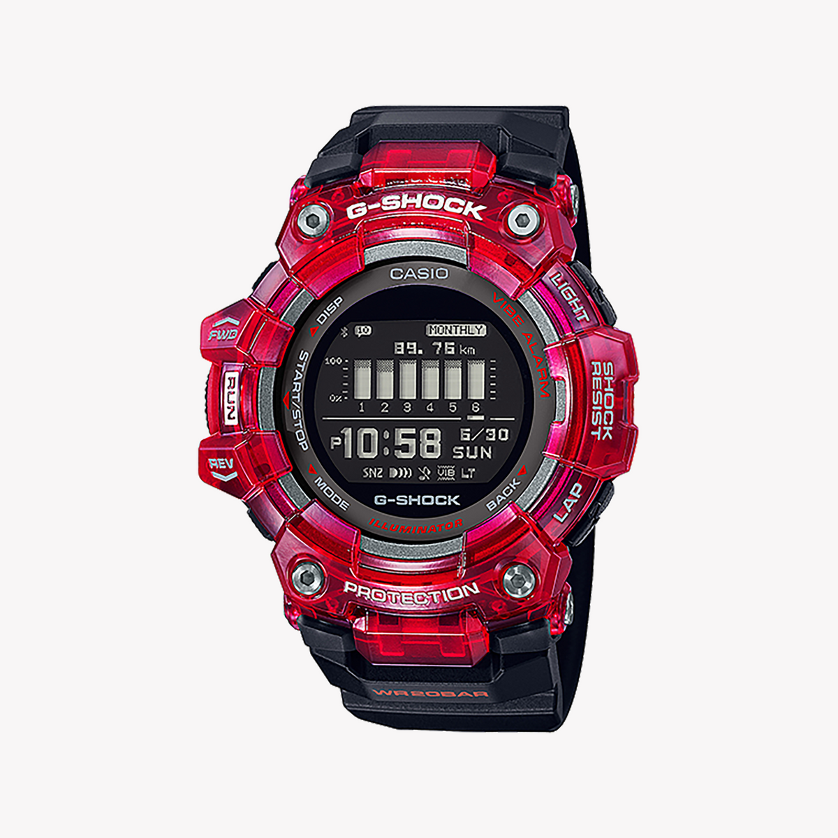 CASIO G-SHOCK GBD-100SM-4A1DR ADVENTURE READY - RUGGED STYLE & FITNESS TRACKING Men's Watch with vibrant red case and sleek black band