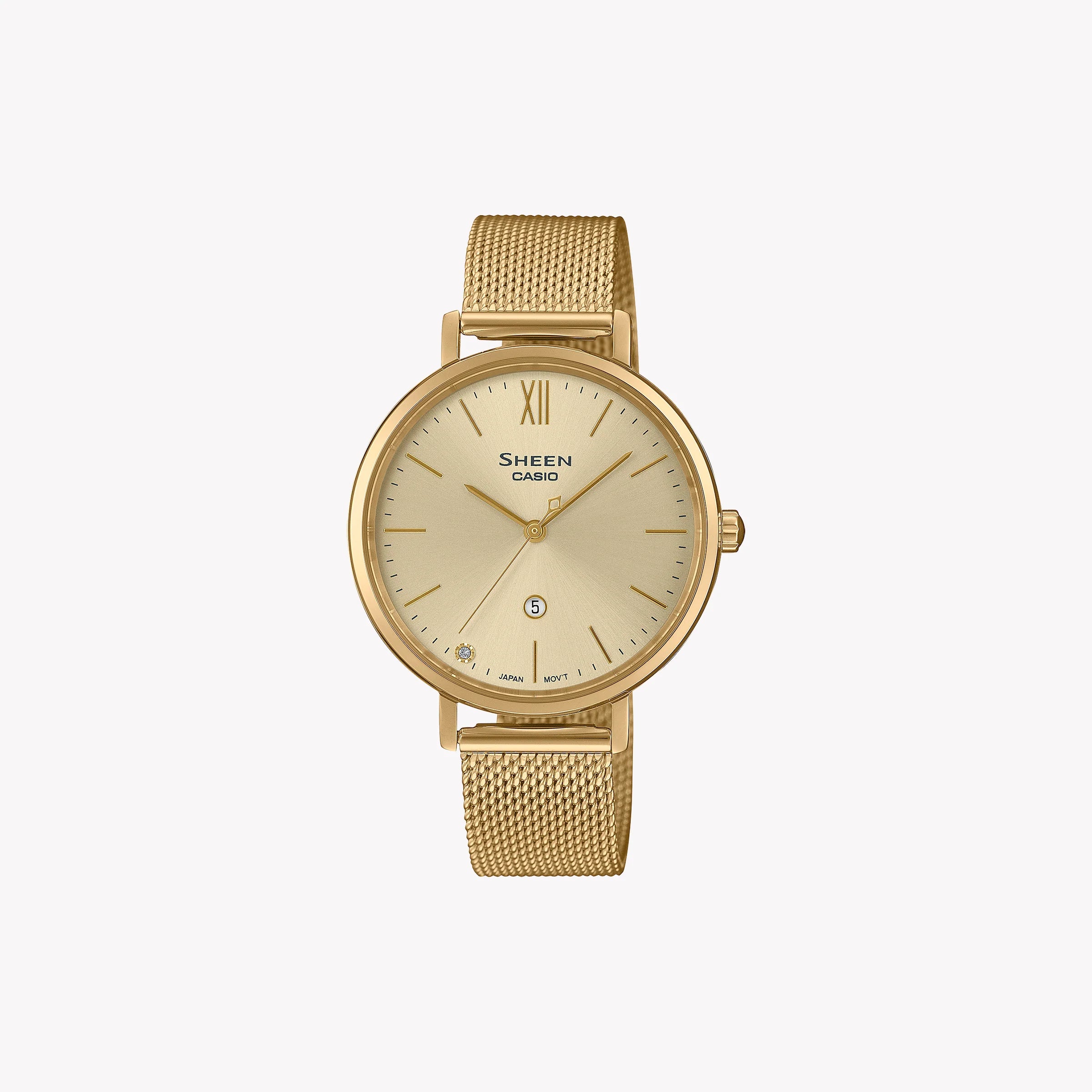 SHE-4539GM-9AUER ELEGANTER LUXUS – ZEITLOSE DAMEN-MESH-UHR IN GOLD