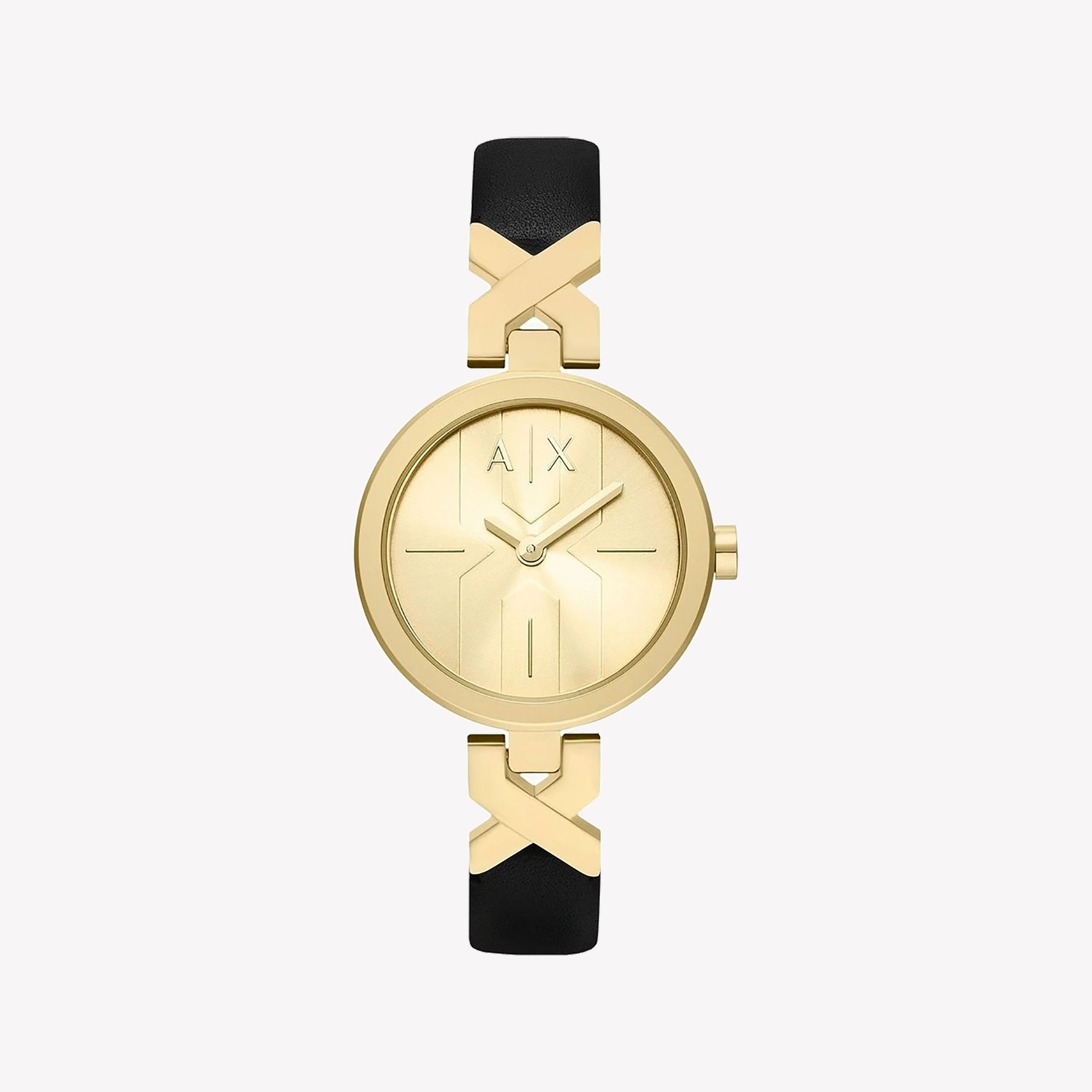 Armani Exchange Ava AX5833 Women's Gold Dial Black Leather Watch