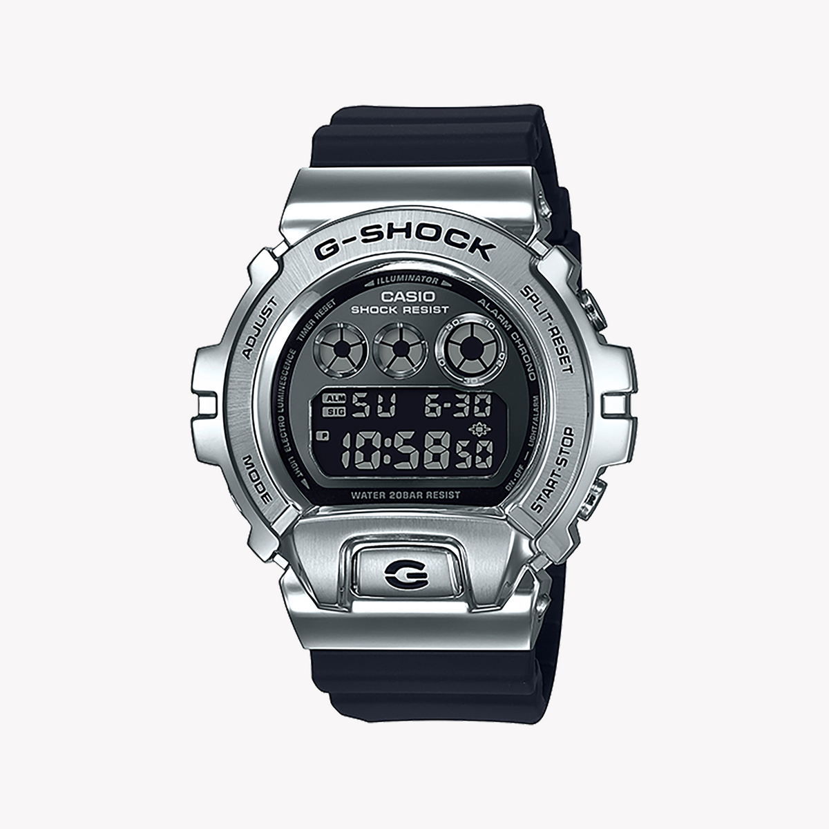CASIO G-SHOCK GM-6900-1DR - TOUGH & SPORTY MEN'S WATCH WITH STYLISH SILVER CASE & BLACK RESIN BAND