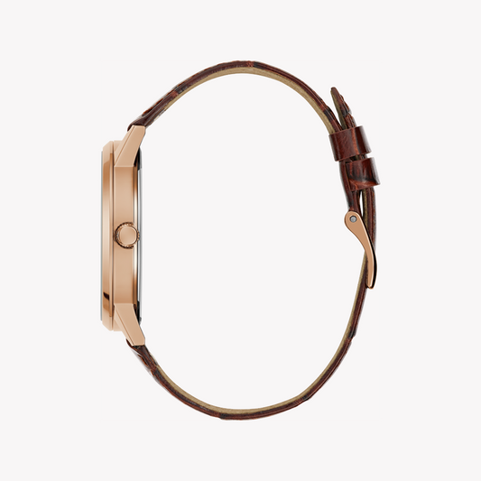GUESS GW0570G2 ROSE GOLD ELEGANCE - MEN'S TIMEPIECE WITH BROWN LEATHER BAND & CLEAR DIAL-i-Watch-2