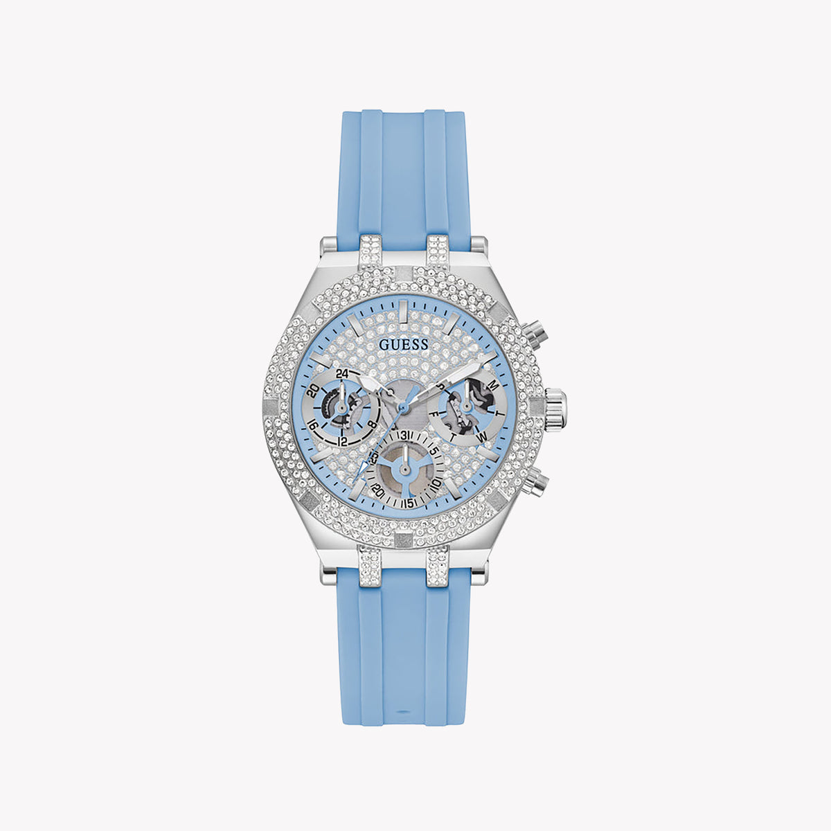 GUESS GW0407L1 CHARMING VIBRANCE - ELEGANT WOMEN'S WATCH WITH LIGHT BLUE SILICONE BAND