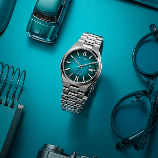 CITIZEN NJ0151-88X AUTOMATIC - MODERN SILVER TIMEPIECE WITH TURQUOISE DIAL-i-Watch-2