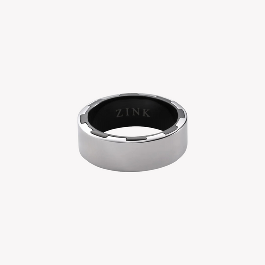 Zink Men's Silver & Black Stainless Steel Ring | Zjrg026sp