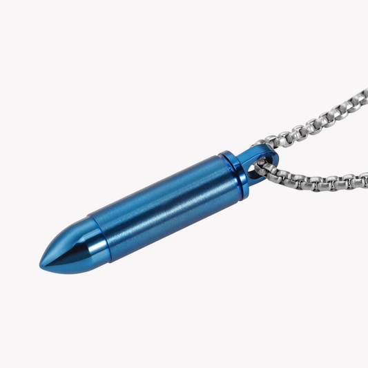 Zink Men's Stainless Steel Necklace - Silver & Blue | Zjpd015bl