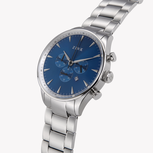 Zink Men's Stainless Steel Blue Dial Watch | Zk127g2ss-46