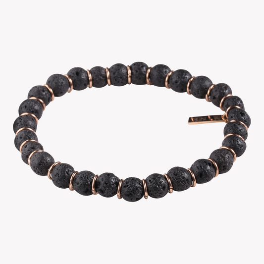 Zink Men's Black & Rose Gold Stainless Steel Bracelet | Zjbc036brg
