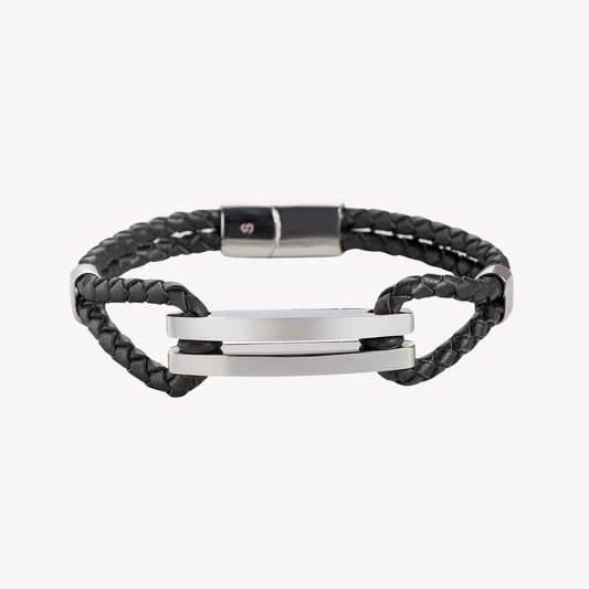 Zink Men's Silver & Black Stainless Steel Bracelet | Zjbc016slpb