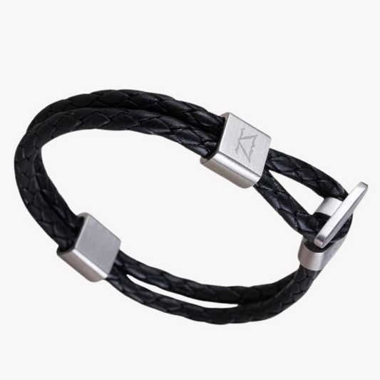 Zink Men's Black Stainless Steel & Leather Bracelet | Zjbc004slb