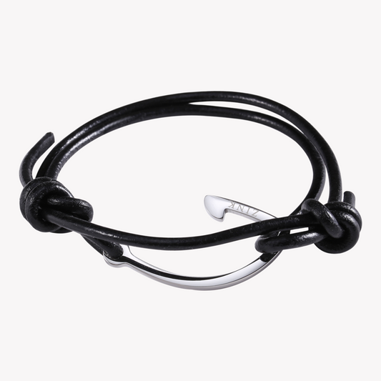 Zink Men's Black & Silver Stainless Steel & Leather Bracelet | Zjbc024lpb