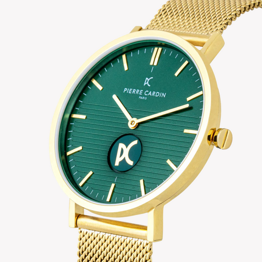 Pierre Cardin Men's Gold Stainless Steel Watch, Green Dial | Cbv.1046