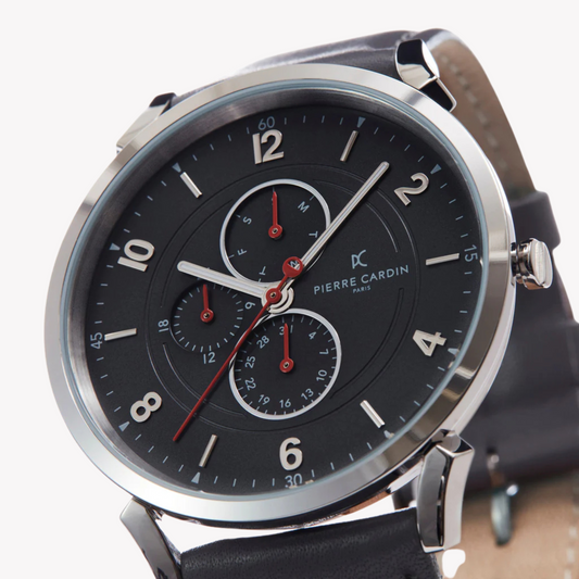 Pierre Cardin Men's Gray Leather Watch, Stainless Steel | Cpi.2025
