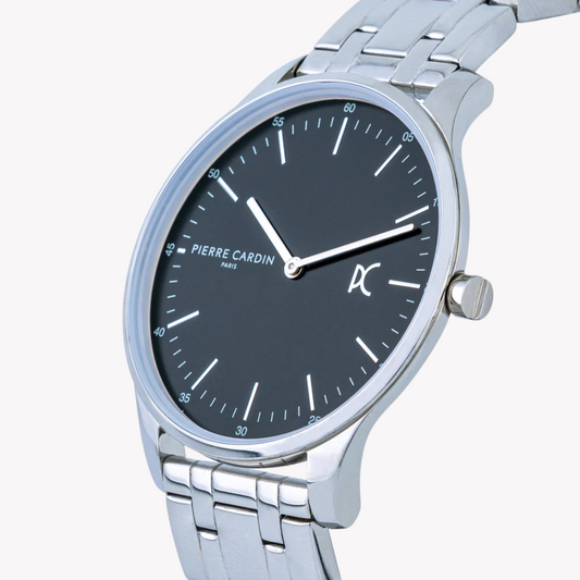 PIERRE CARDIN CBA.4010 KLASSISCHER LUXUS – EDELSTAHL-HERRENUHR MIT SCHWARZEM ZIFFERBLATT