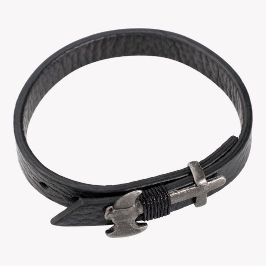 Zink Men's Black Stainless Steel & Leather Bracelet | Zjbc045b