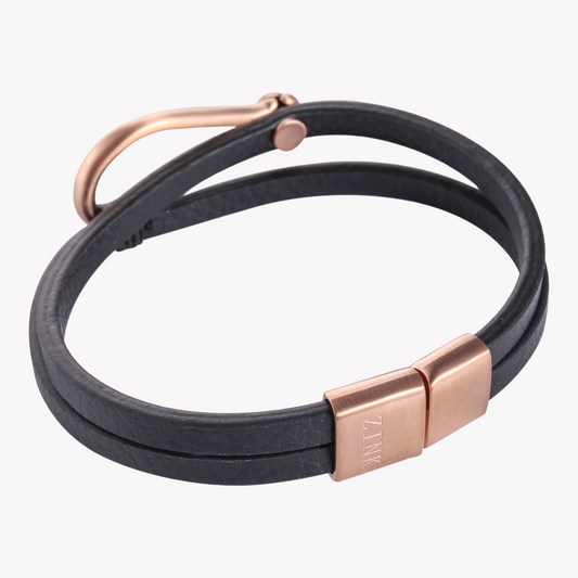 Zink Men's Black & Rose Gold Stainless Steel Bracelet | Zjbc04011
