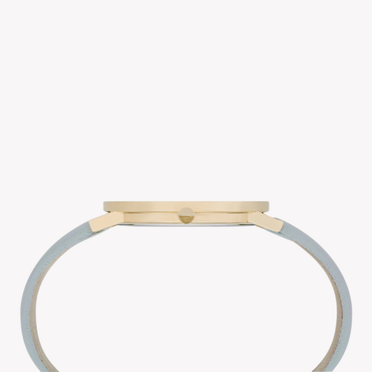 PIERRE CARDIN Damenuhr mit goldenem Edelstahlgehäuse und mintgrünem Lederarmband