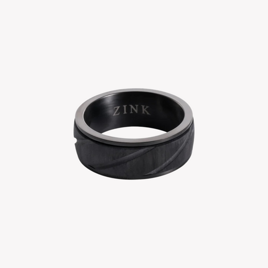 Zink Men's Black Stainless Steel & Carbon Fiber Ring | Zjrg0333
