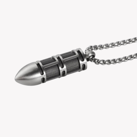 Zink Men's Silver Stainless Steel & Carbon Fiber Necklace | Zjpd021sm