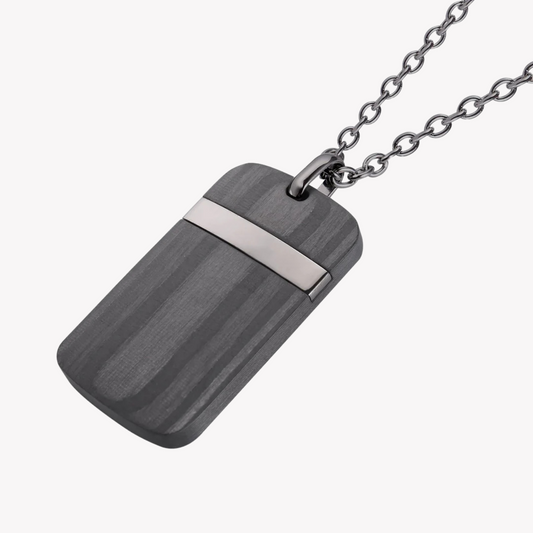 Zink Men's Stainless Steel & Carbon Fiber Necklace | Zjpd0178