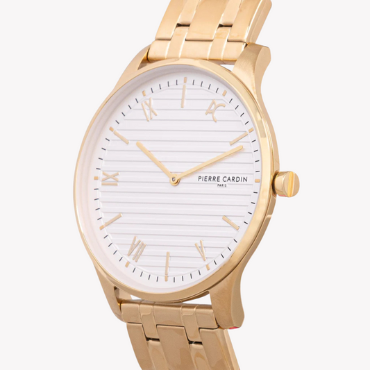 PIERRE CARDIN LUXUS-GOLDMETALLUHR – ELEGANTER ZEITMESSER FÜR HERREN 42 MM