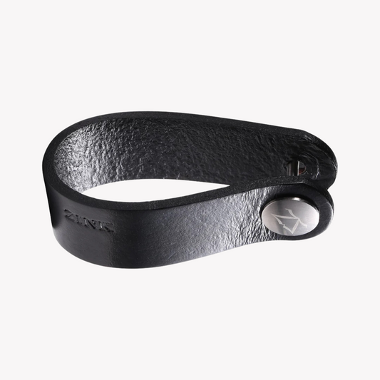 Zink Keychain - Black - Stainless Steel & Leather | Zjkc007b