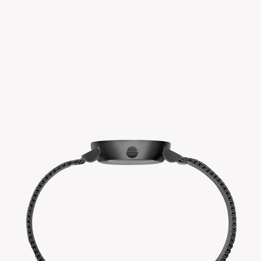 PIERRE CARDIN Damenuhr mit silbernem Edelstahlgehäuse und schwarzem Edelstahlarmband