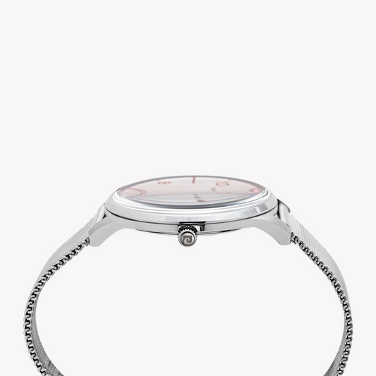 Pierre Cardin Men's Silver Stainless Steel Watch, Rose Dial | Pc902671f107