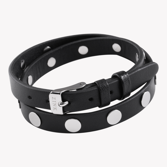 Zink Men's Black & Silver Leather & Stainless Steel Bracelet | Zjbc031lbp-A
