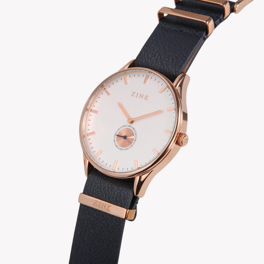 Zink Men's Rose Gold Quartz Watch - Stainless Steel & Leather | Zk130g5ls-114