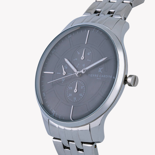 Pierre Cardin Men's Silver Watch, Black Dial | Pc902731f108