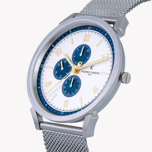 Pierre Cardin Men's Silver Stainless Steel Watch, Rose Gold Case | Cpi.2032