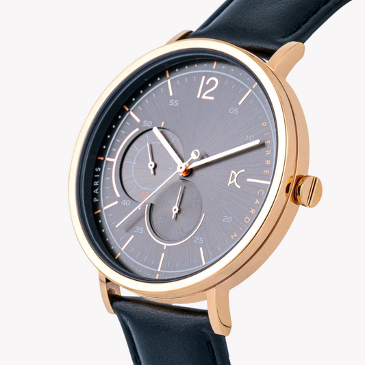 PIERRE CARDIN CBN.3023 LUXUS-HERRENUHR AUS ROSEGOLD – STILVOLLES SCHWARZES ZIFFERBLATT & LEDERBAND