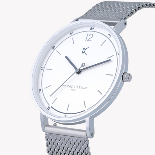 Pierre Cardin Men's Silver Stainless Steel Watch, Round Dial | Cbn.3004
