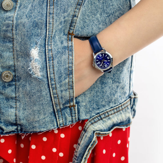 CASIO Women's Watch with Silver Stainless Steel Case and Blue Leather Band-i-Watch-2