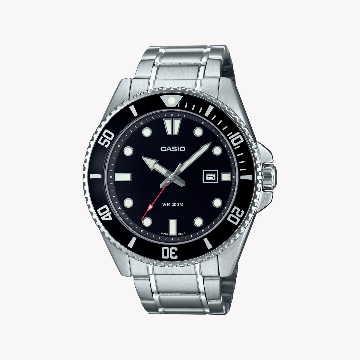 CASIO MDV-107D-1A1VEF - RUGGED ELEGANCE MEN'S DIVE WATCH WITH BLACK DIAL & STAINLESS STEEL BRACELET