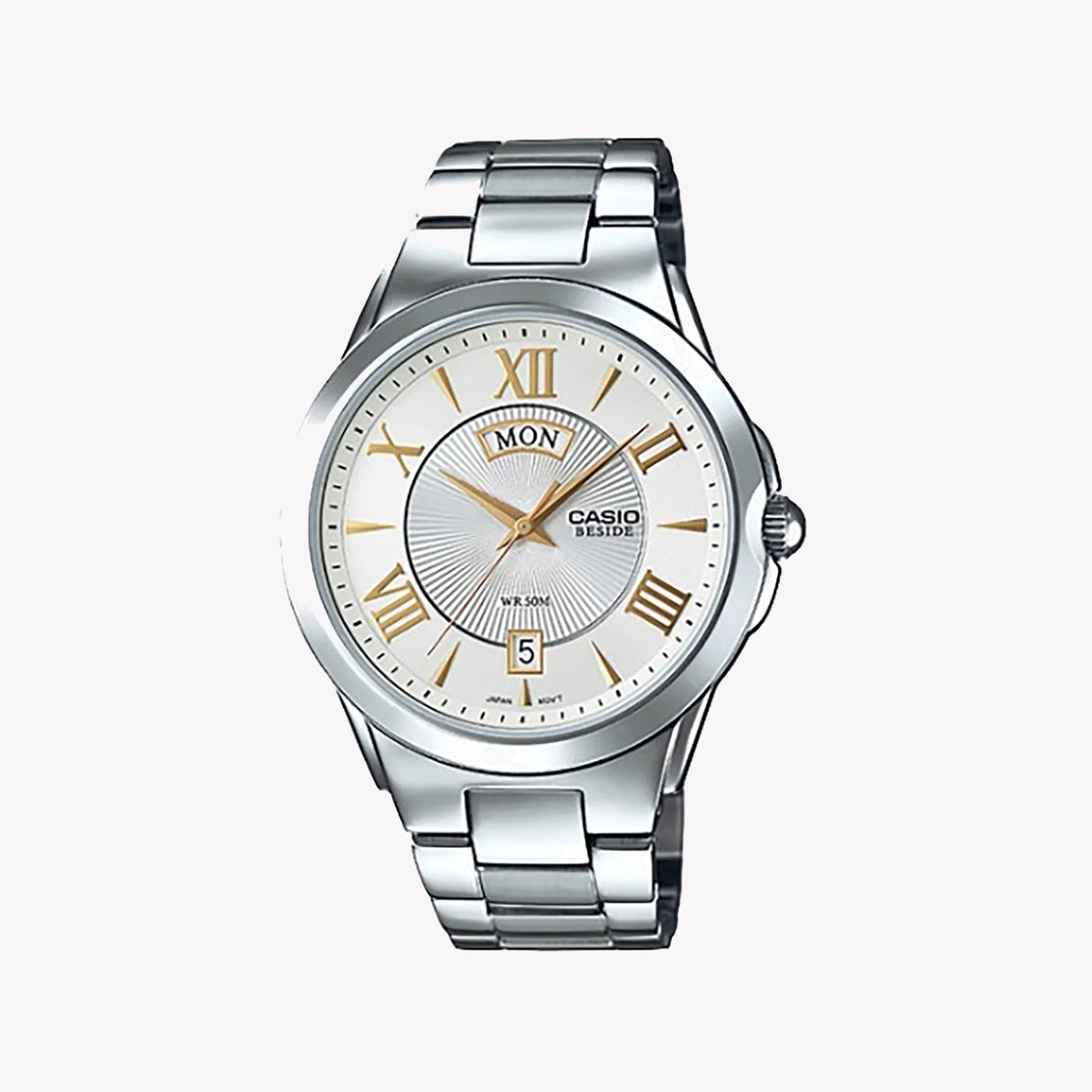 CASIO BEM-130D-7AVDF ELEGANT CLASSIC - MEN'S STAINLESS STEEL WATCH WITH DAY & DATE FUNCTIONS