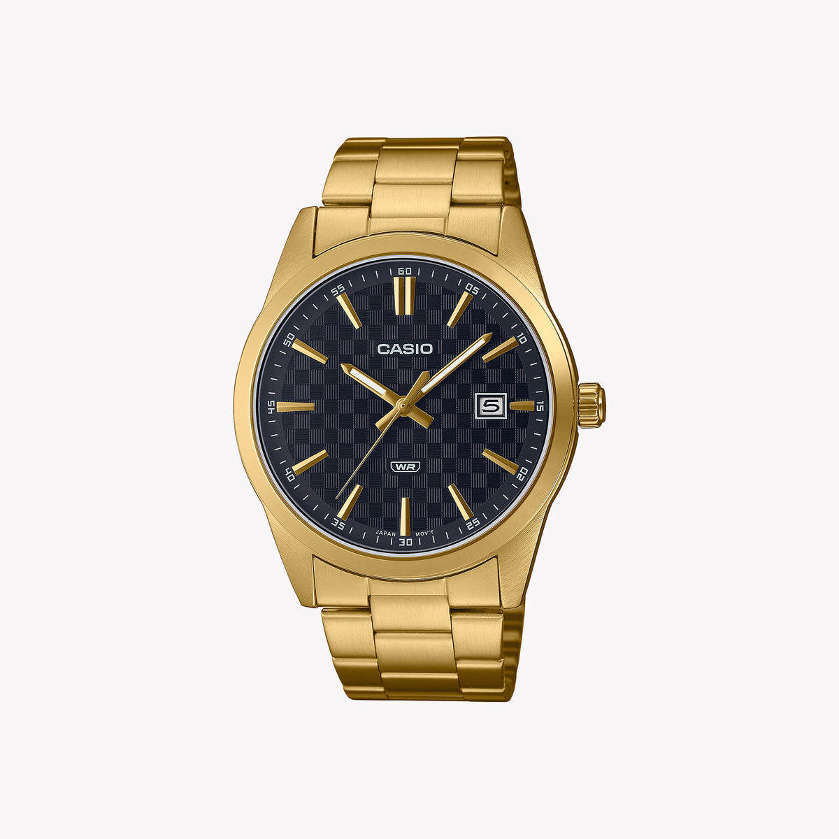 CASIO MTP-VD03G-1A BOLD STYLE - ELEGANT MEN'S TIMEPIECE WITH GOLD PLATED BAND & CARBON DIAL